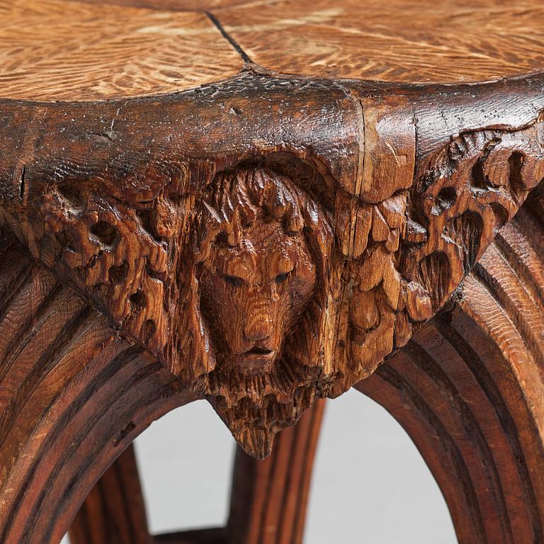Rackengruppen, a carved pine Art Nouveau/ Folk Art table, early 20th century.