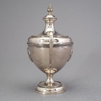 PETTER ENEROTH, Stockholm 1785, sockerskål med lock, silver, gustaviansk.