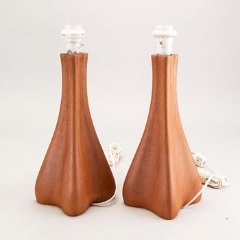 Table lamps, a pair, teak, 1960s.
