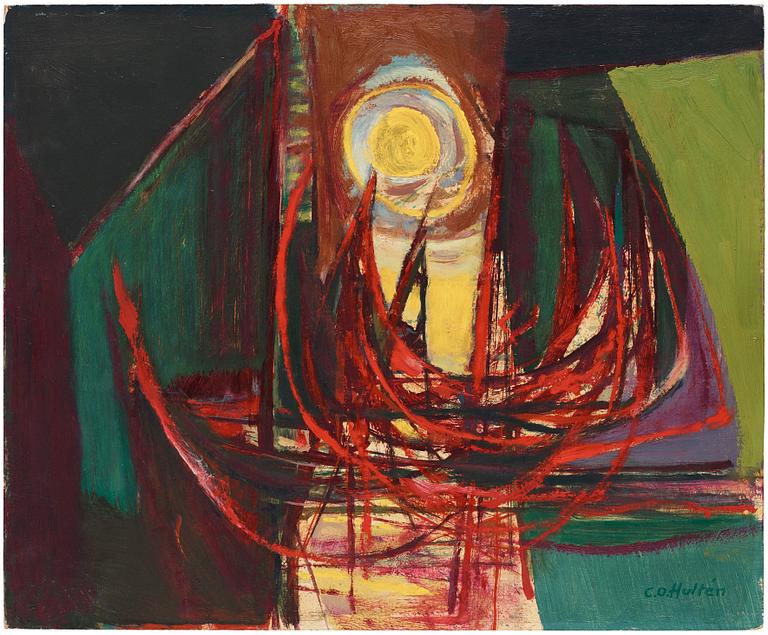 CO Hultén, oil on panel, signed and executed 1958.