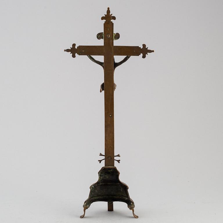 A bronze crucifix, possibly 17th century.