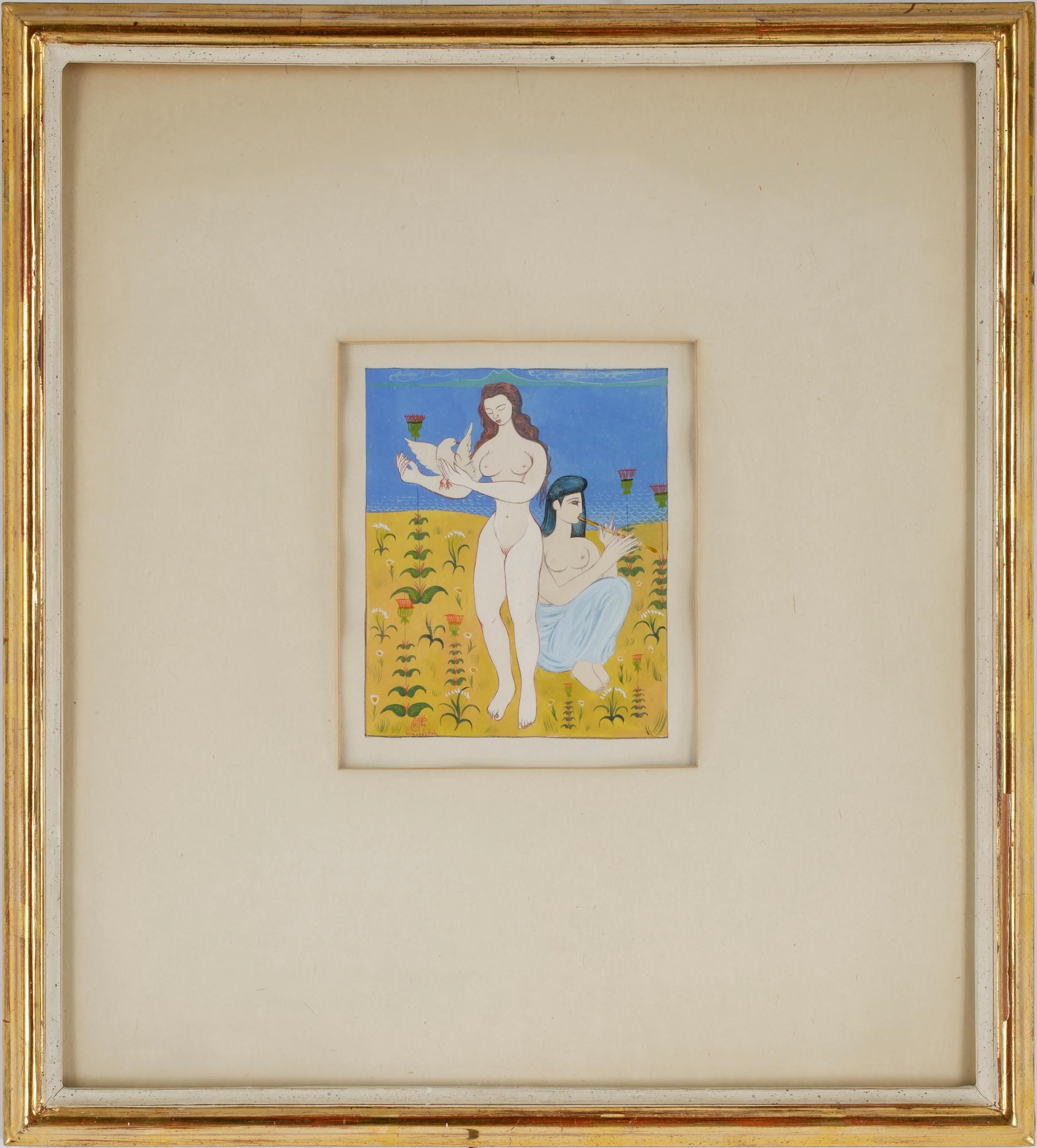 PARTI AKVARELLER, 6 st, bl a Mohammed Racim, orientaliskt, 1900-tal.