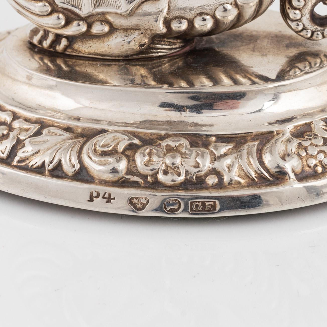 Gustaf Folcker, saltkar, silver, empire, Stockholm, 1845.