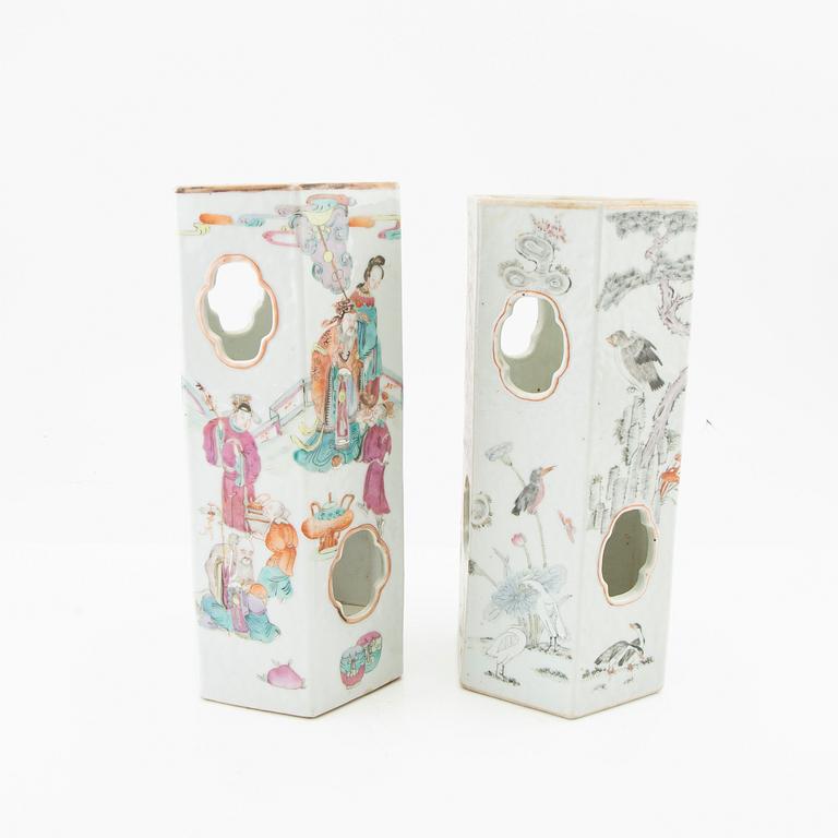 Two Chinese famille rose lanterns, one late Qing and one 20th century.