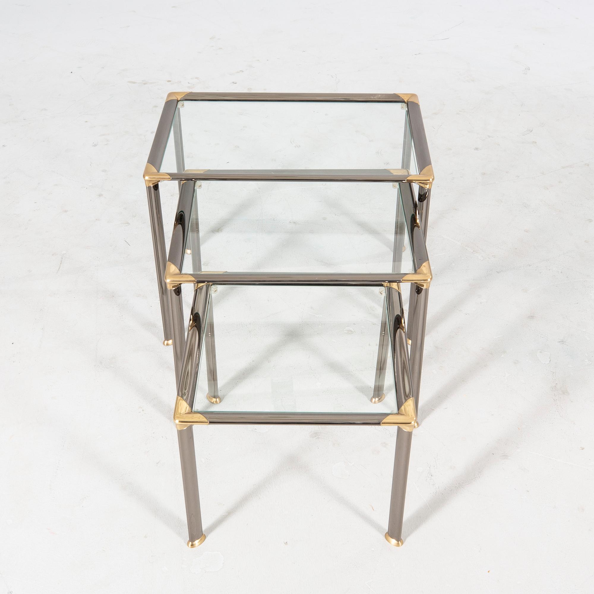 A late 20th century metal nesting table.