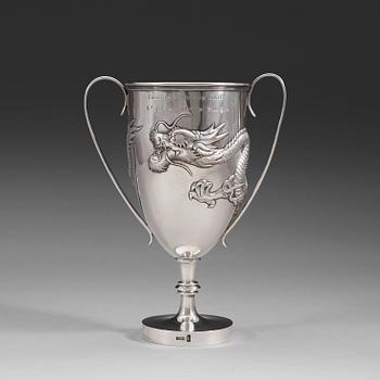 A silver cup with makers mark of Wang Hing, Hong Kong, early 20th Century.