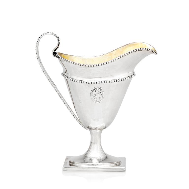 A Swedish 18th century parcel-gilt silver cream-jug, mark of Stephan Westerstråhle, Stockholm 1793.