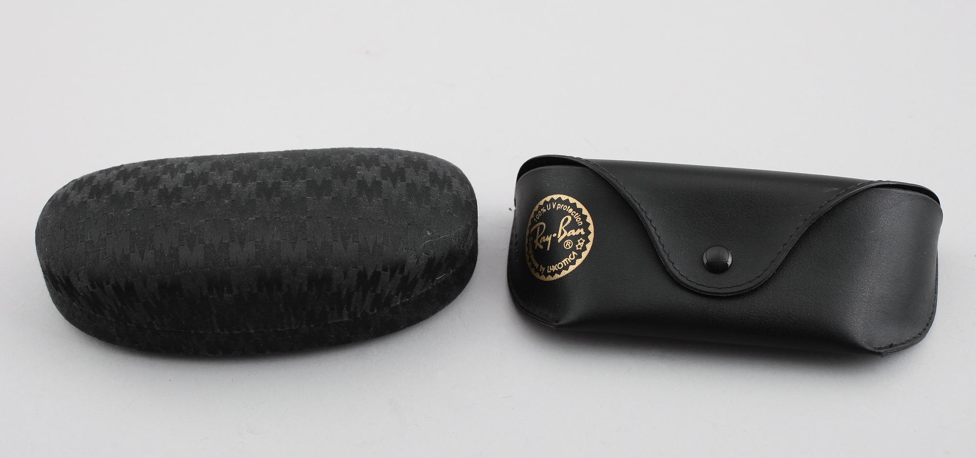 SOLGLASÖGON, 2 par, Ray-Ban samt Max Mara.