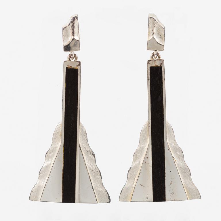 Lapponia, earrings, silver and wood. 1986.