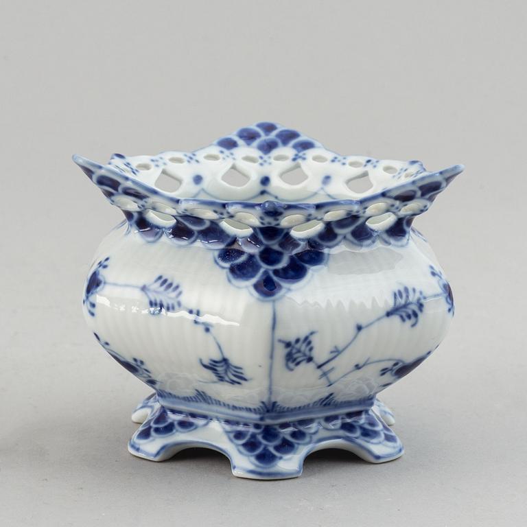 A three piece Royal Copenhagen "Blue Fluted" full lace coffee service.