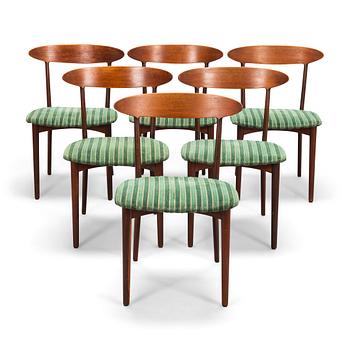 Kurt Østervig, six mid-20th century 'Skagen' chairs for Brande Møbelfabrik, Denmark.