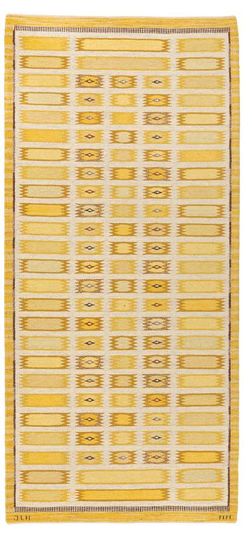 Märta Montelius, a carpet, flat weave, ca 281 x 130 cm, signed JLH MM.