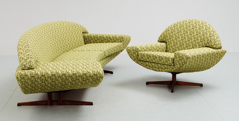 A Johannes Hansen 'Capri' sofa and armchair by Trensum 1950's-60's.