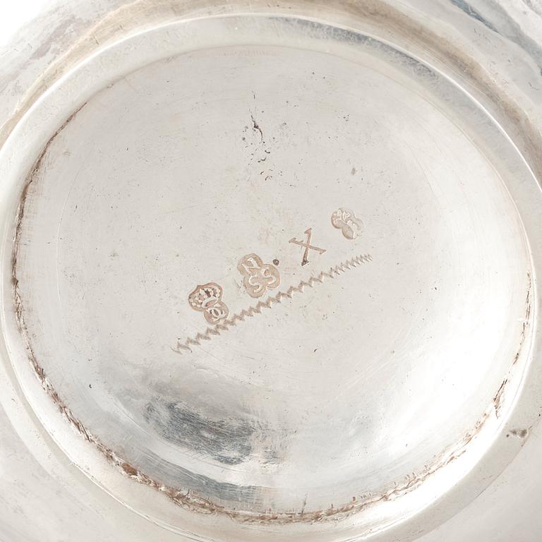 A Swedish Baroque parcel-gilt silver brandy-bowl, mark of Samuel Nordsten, Karlskrona, 1746.