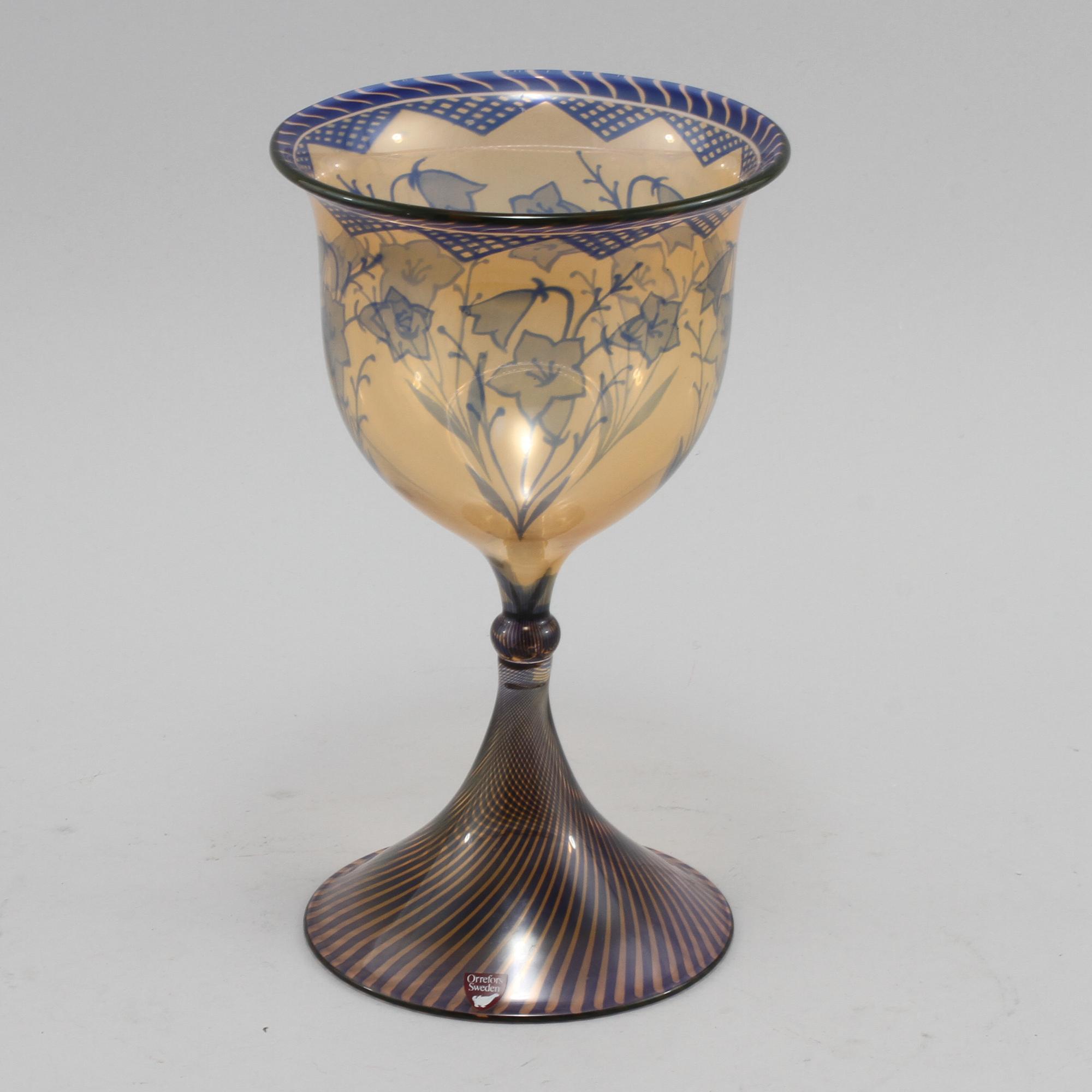 POKAL, glas, Eva Englund, signerad, 1980-tal.