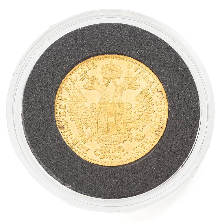 Guldmynt, Österrike-Ungern, Franz Josef, 1 Ducat, 1915, senare prägling.
