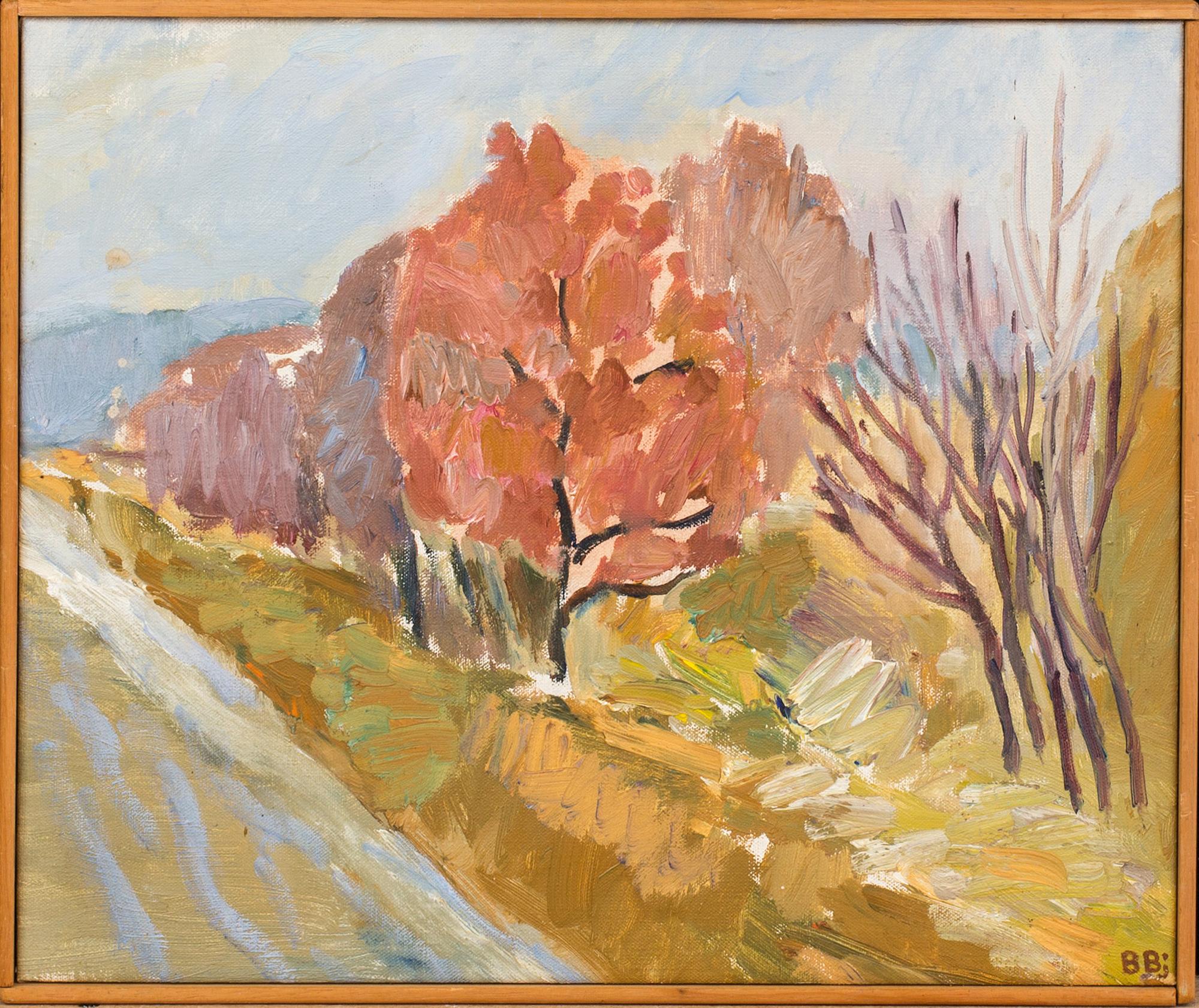 BENTE BJERREGAARD, 3 delar, oljor på duk, signerad.