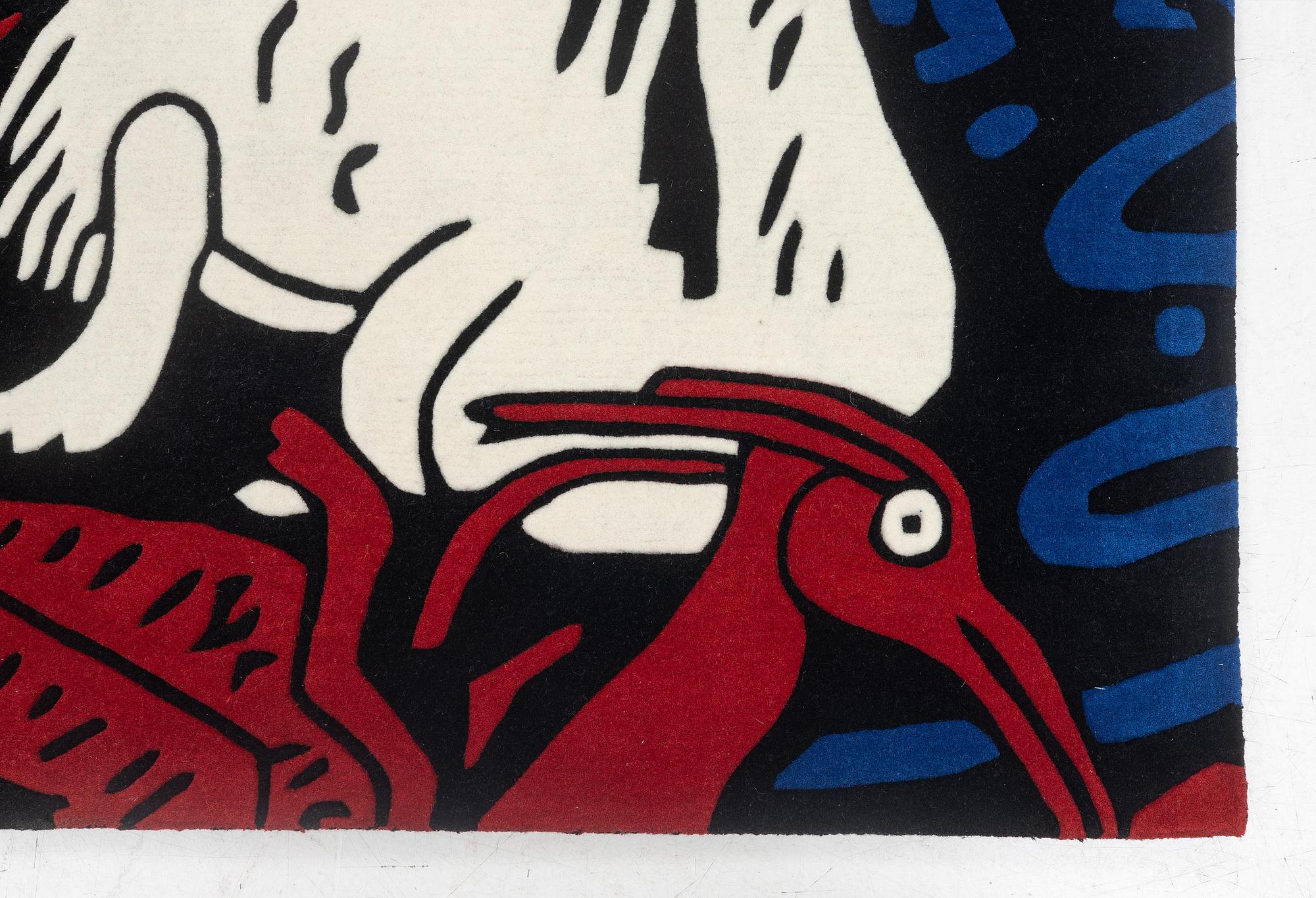Carl Johan De Geer, matta, "Monster, Mondrian", handtuftad, ca 300 x 200 cm, signerad o numrerad.
