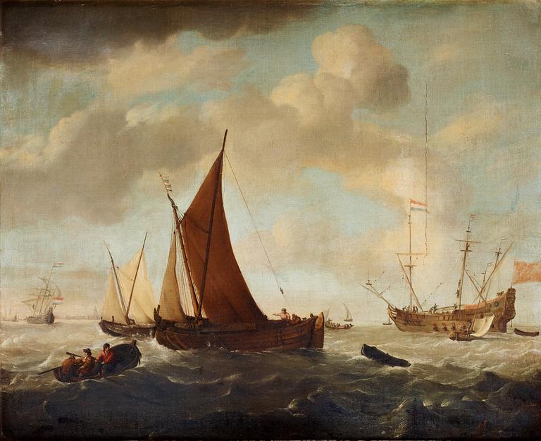 Jan Claesz. Rietschoof Attributaed to, Ships by the coast.