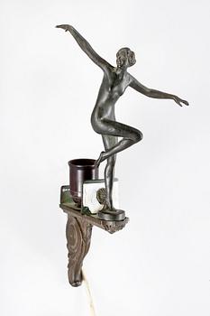 VÄGGLAMPETT, brons, art deco, 1920-tal.