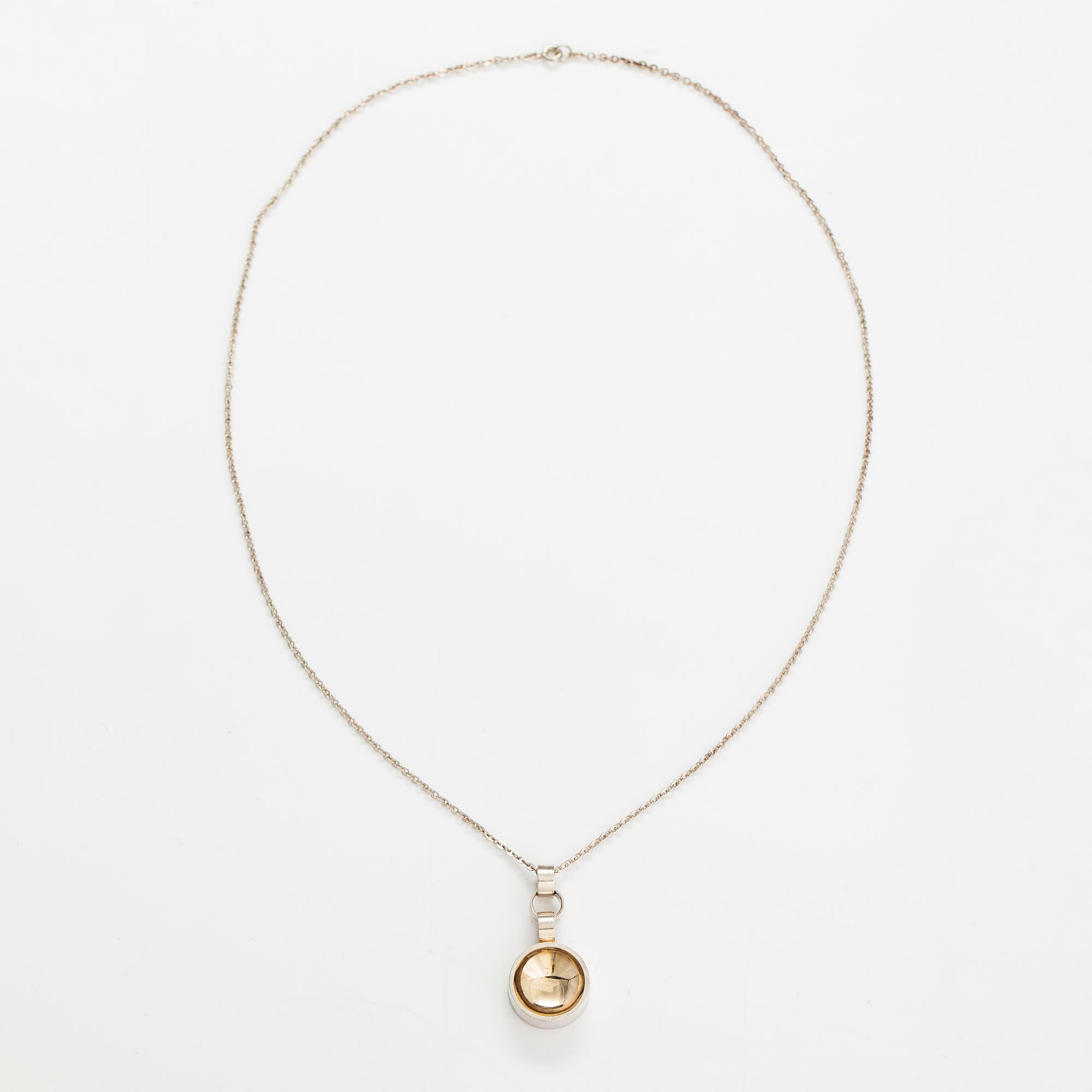 Elis Kauppi, A sterling silver and gold necklace. Kupittaan kulta, Turku 1965.