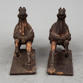Two large wooden sculptures of horses, 20th century.