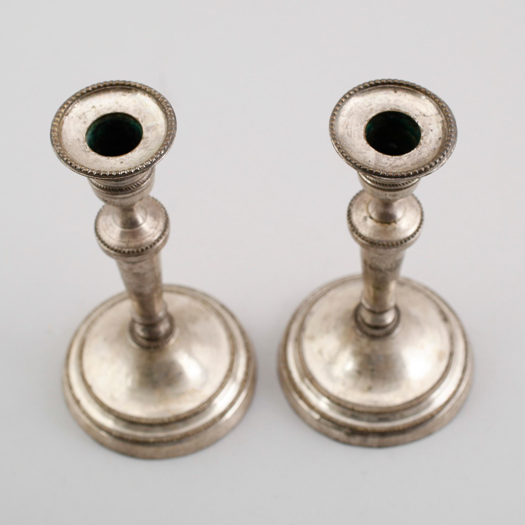 LJUSSTAKAR, 1 par, argent haché, 1800-talets första hälft.