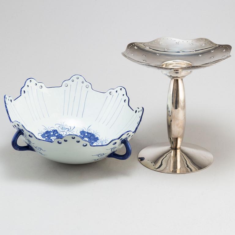 BOREK SIPEK, an 'Odette' porcelain and silver plated brass centrepiece from Driade, Italy.