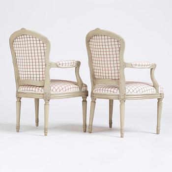 A pair of Transition Louis XV/Louis XVI armchairs, mid 18th century.