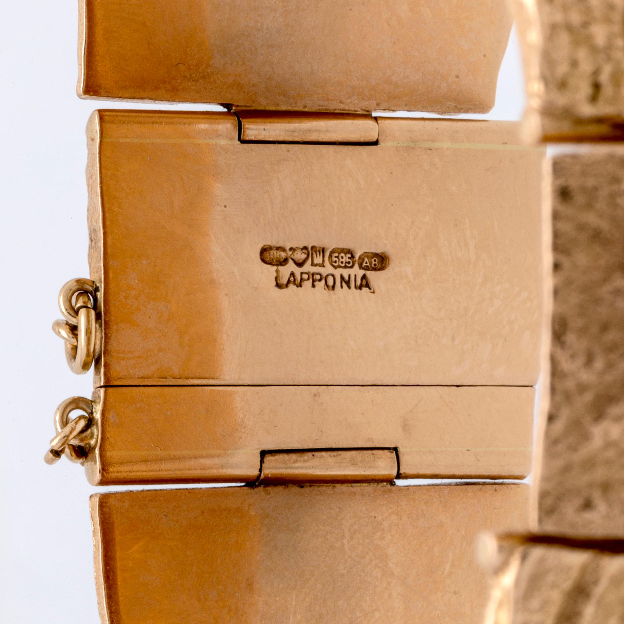 Björn Weckström, "Golden stream", a 14K gold bracelet. Lapponia 1978.