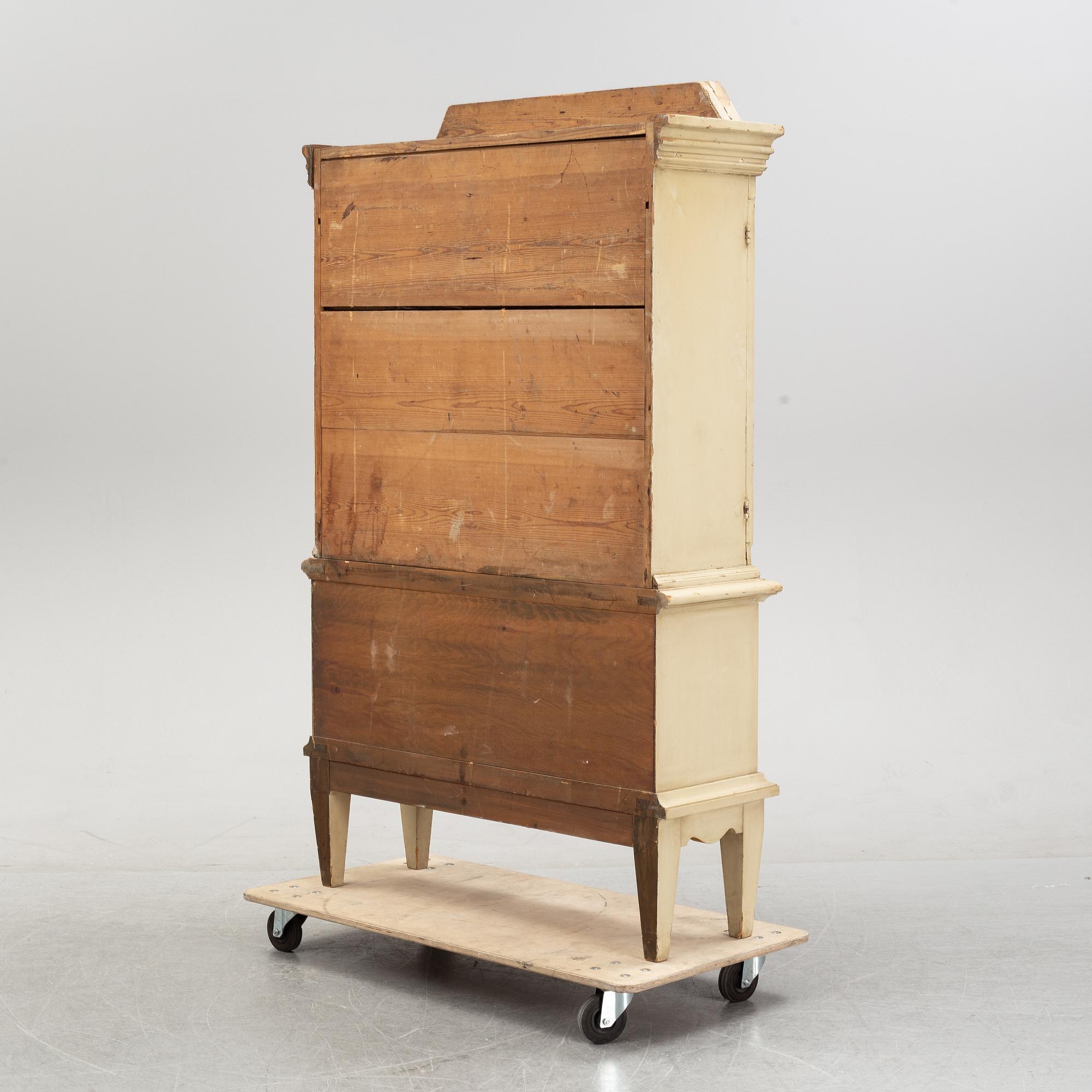 A painted Swedish cabinet, second half of the 18th century and mid 20th century.