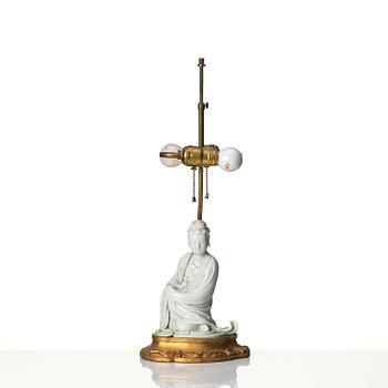 A blanc de chine figure of Guanyin, late Qing dynasty, circa 1900.