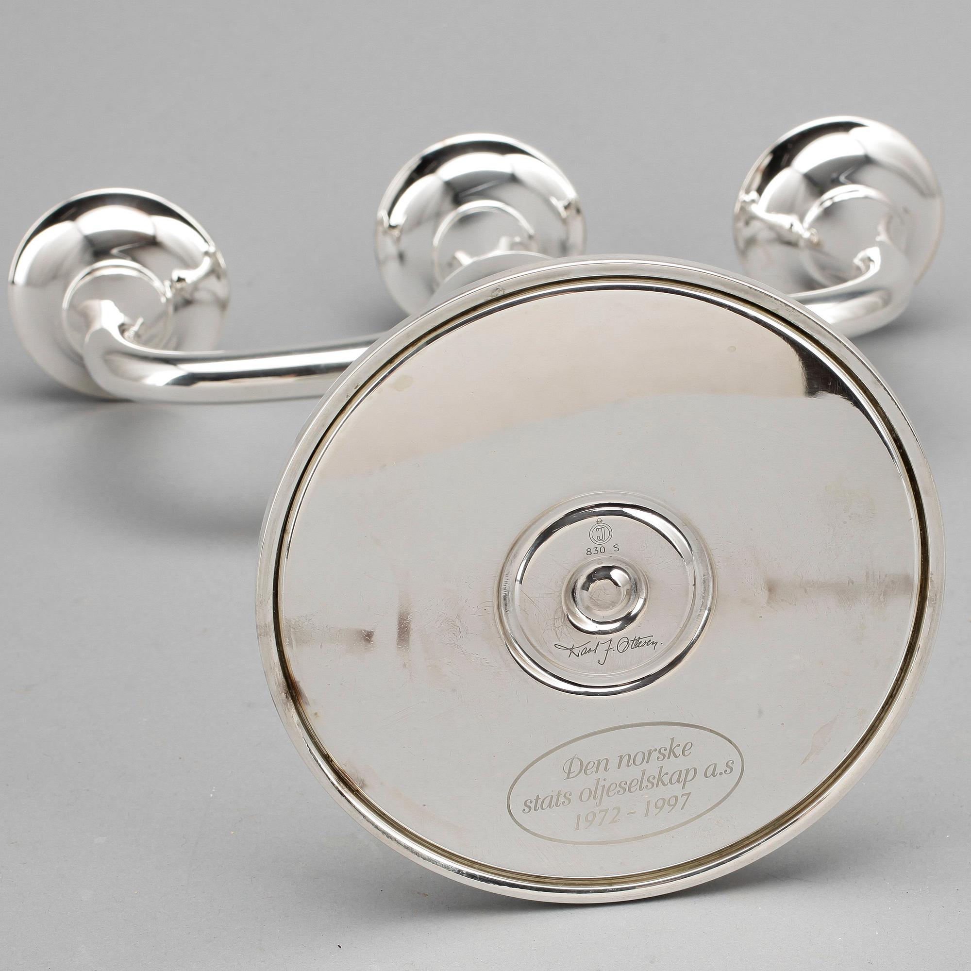 KANDELABER, silver, Karl J Ottesen, Norge, 1900-tal.