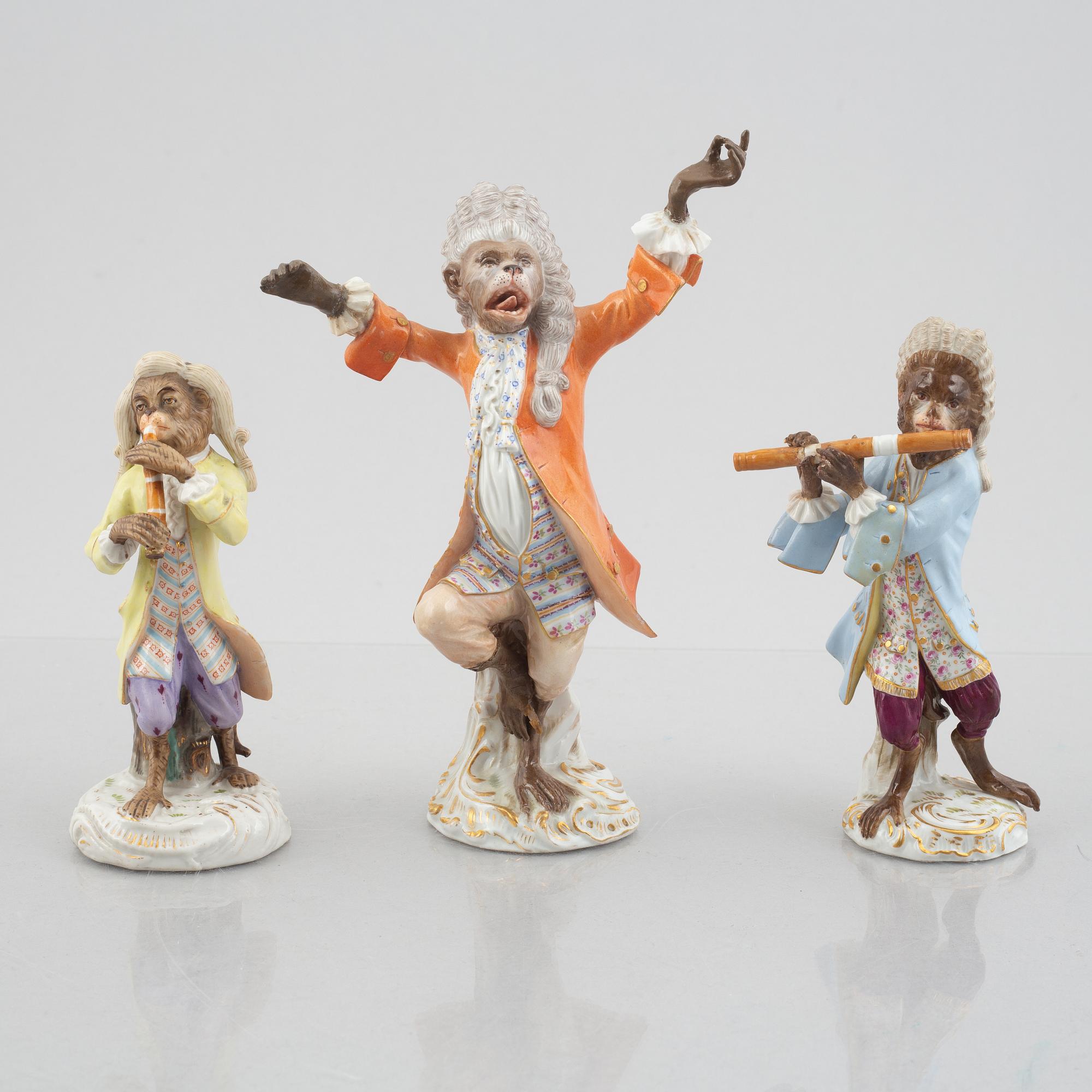13 Rococo-style porcelain figurines, including Meissen, KMP & Sitzendorf, Germany, 19th-20th century.