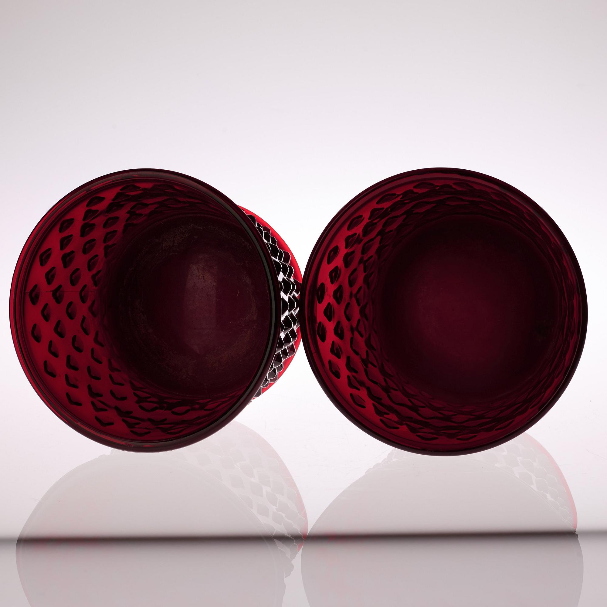 A pair of Josef Frank 'Hortus' cast glass jardinières, Reijmyre for Svenskt Tenn.
