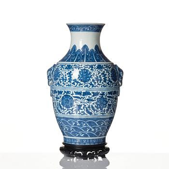 A blue and white vase, with Qianlong mark.