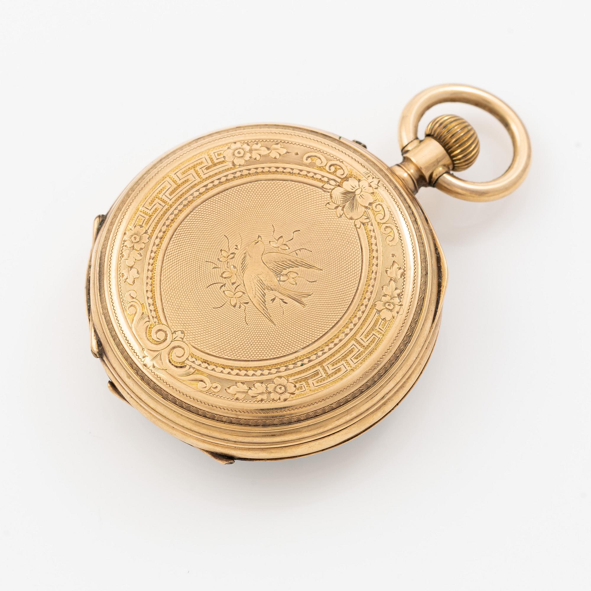 Pocket watch, 14K gold, approx. 34.5 mm.