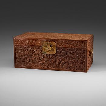 A Hardwood rectangular box, Qing dynasty (1644-1912).