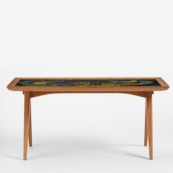 Stig Lindberg, & David Rosén, a coffee table from the Triva series, Gustavsberg, with base by Nordiska Kompaniet, 1952.