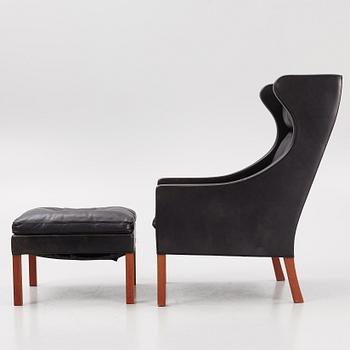 Børge Mogensen, a model 2204 armchair with ottoman, Fredericia Stolefabrik, Denmark.