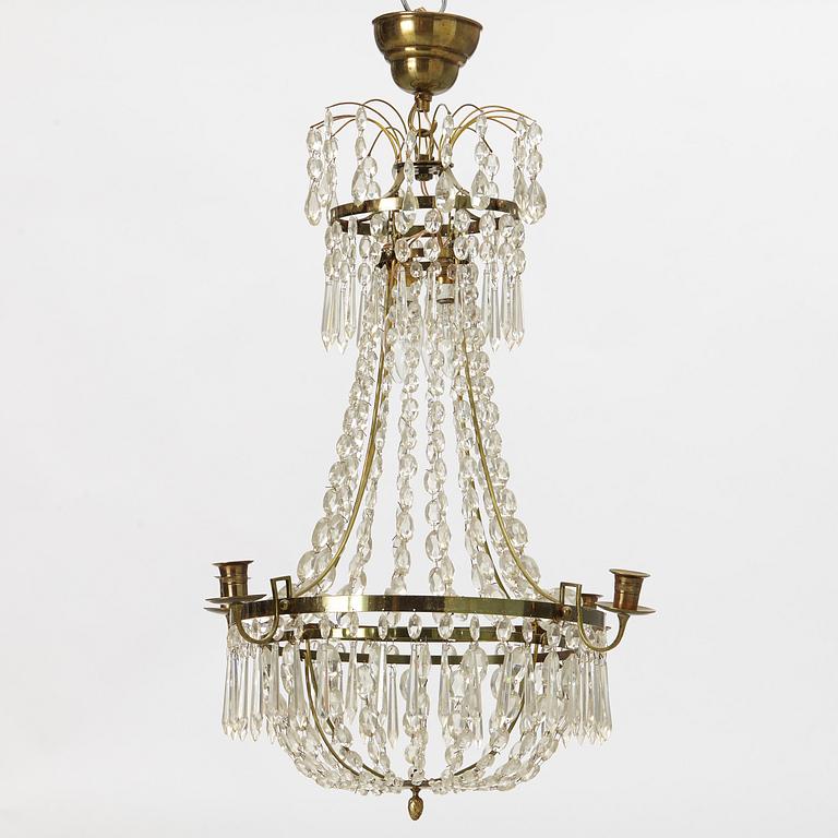 A four-branch Gustavian style chandelier, mid 20th century.
