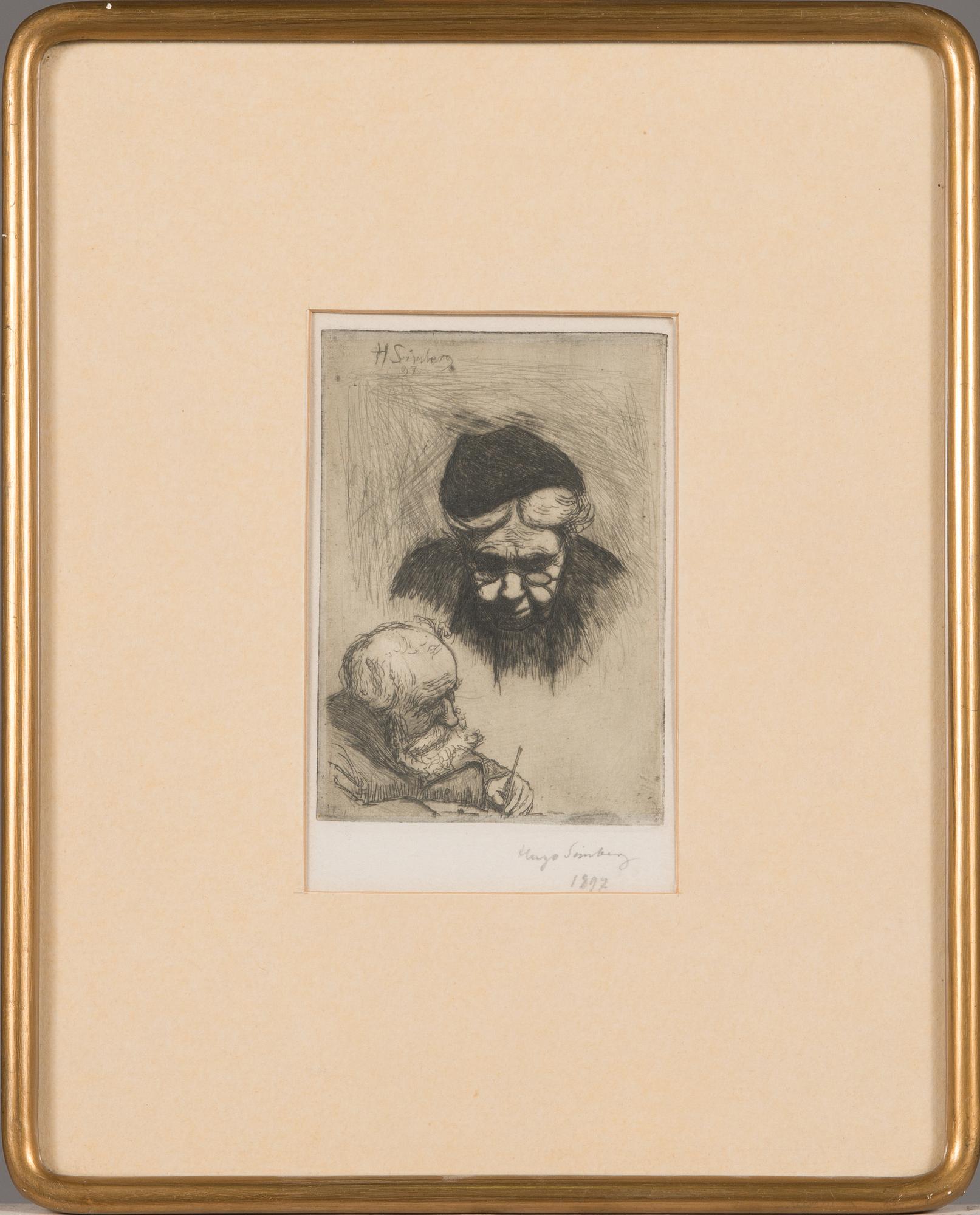 Hugo Simberg, linjeetsning och torrnål, plåtsignerad samt signerad och daterad 1897 med blyerts.