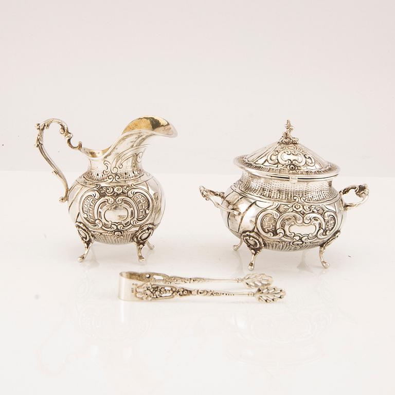 A Swdish 20th century sugar and cream set 4 pieces silver 1950s, weight total 414 grams.