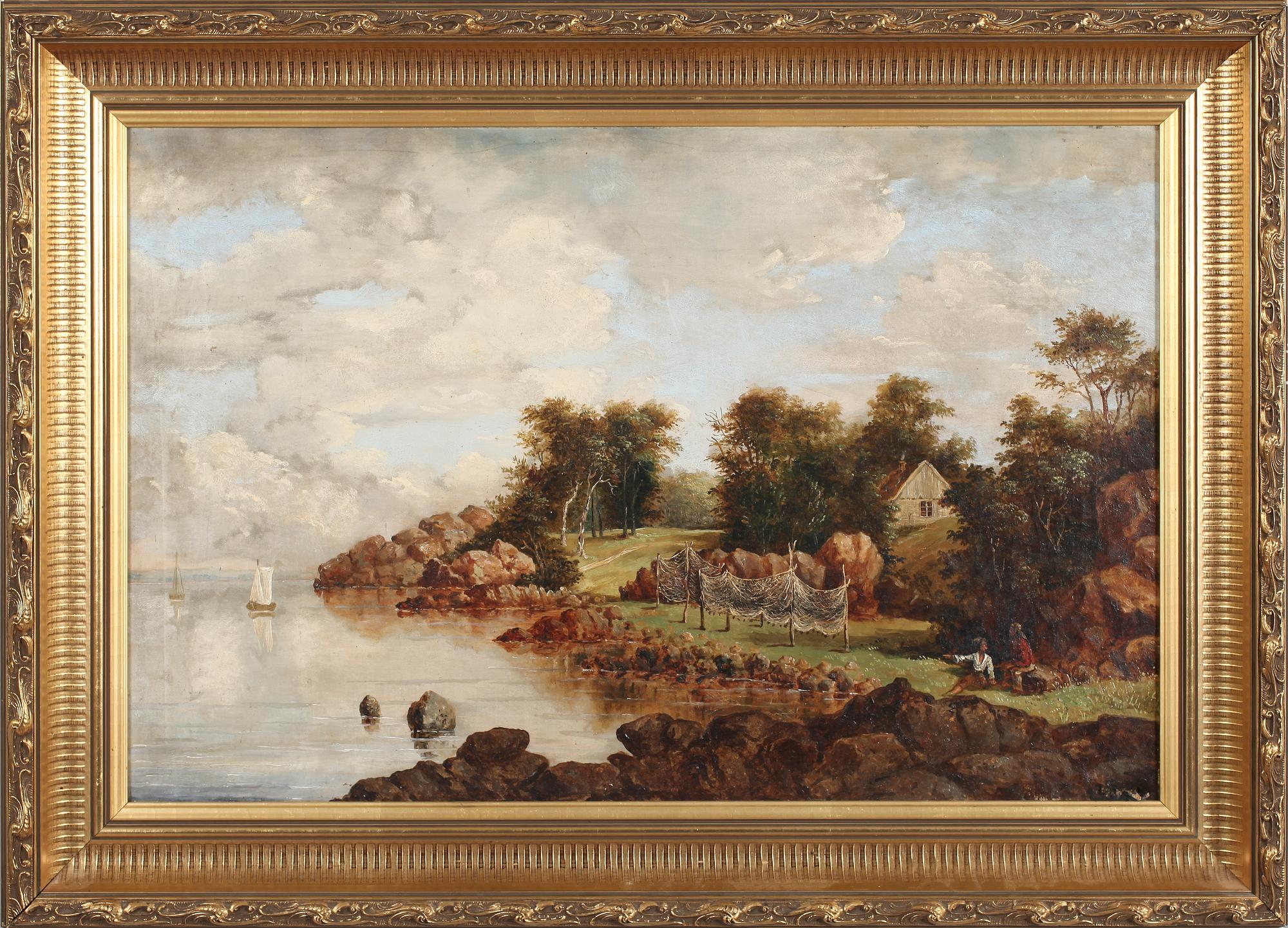 OKÄND KONSTNÄR, olja på duk, otydligt signerad, 1800-tal.