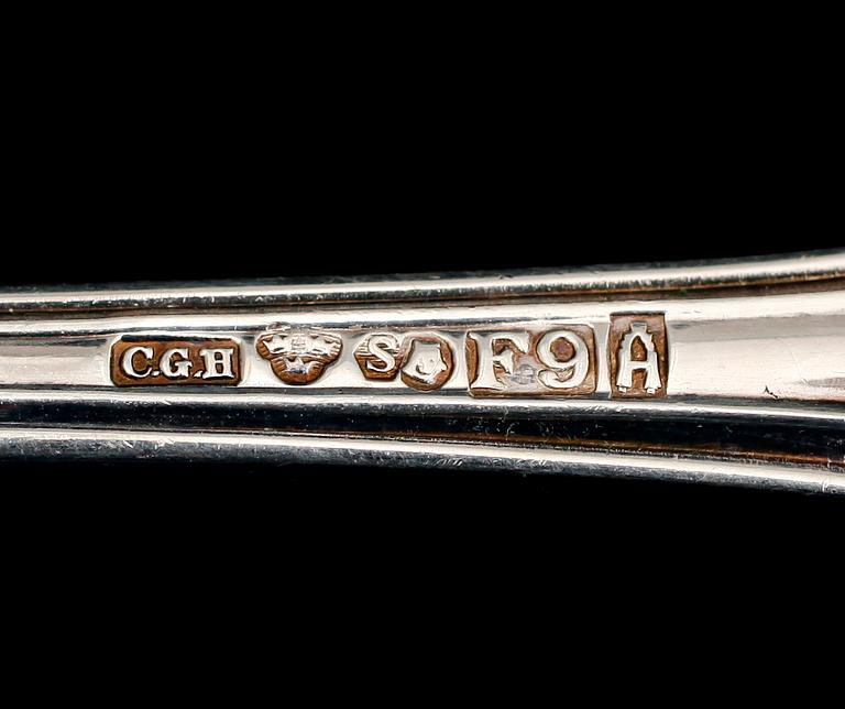 BESTICK, 60 delar, silver, "Olga", CG Hallberg, Stockholm 1950-tal. Total vikt ca 3075 g.