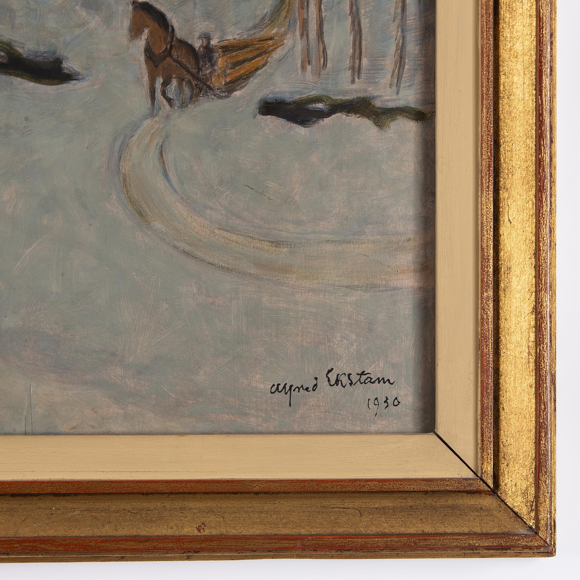 Alfred Ekstam, olja på pannå, signerad och daterad 1930.