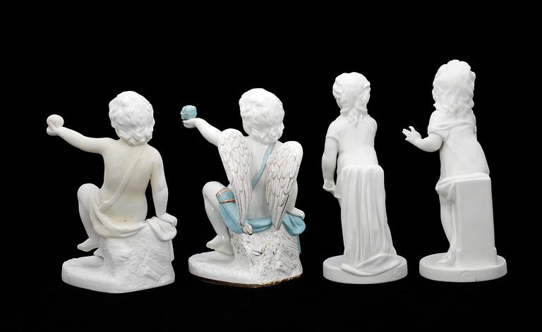 FIGURINER, 4 st, parian och porslin, Gustavsberg, 1900-talets första kvartal.
