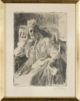 Anders Zorn · ANDERS ZORN, etsning, signerad och daterad 1909 i plåten.