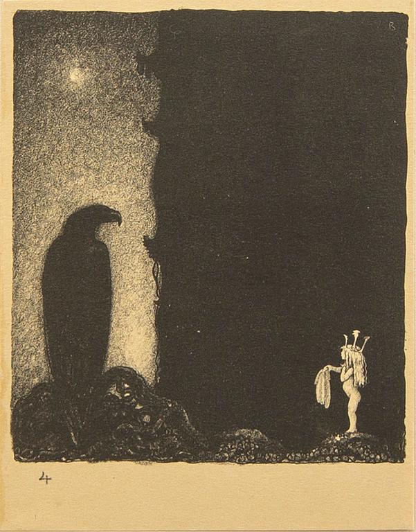 John Bauer, "Troll" tio litografier i mapp.