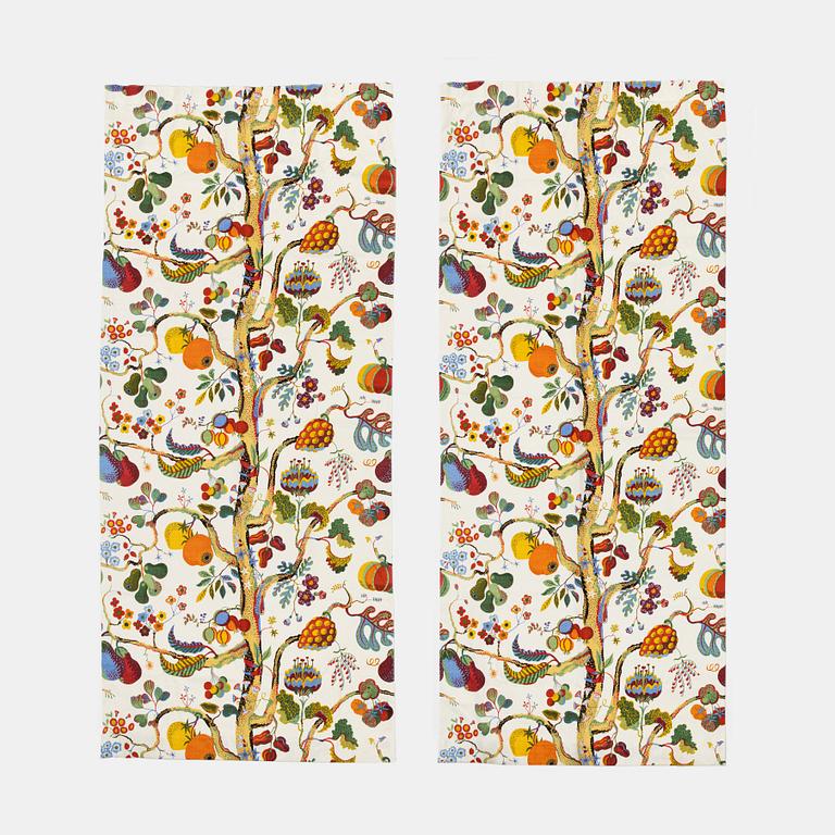 Josef Frank, a pair of linen 'Vegetable Tree' curtains, Firma Svenskt Tenn.